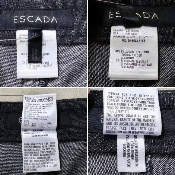 Escada Size US 8 | DE 38 Straight Leg Jeans Heart Zipper Pocket Black - Picture 10 of 11